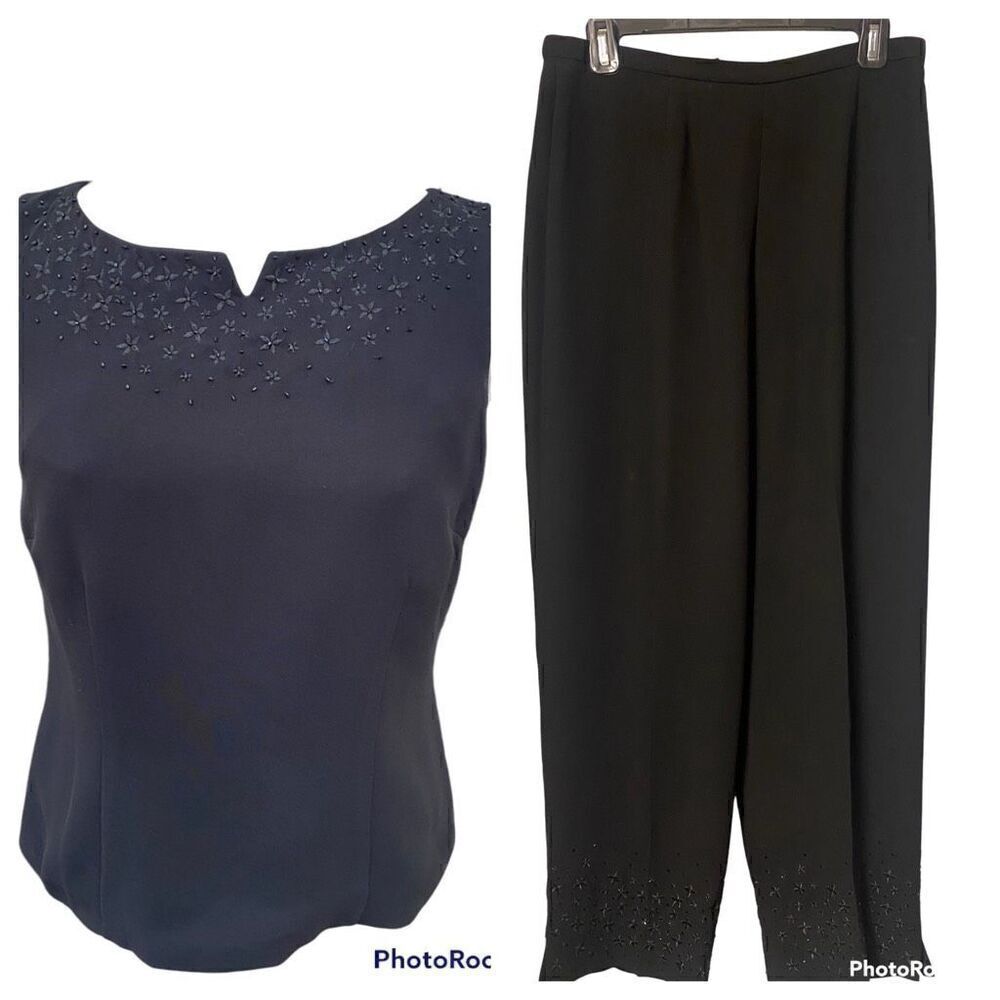David Warren Pantsuit w/Embroidery Beaded accent 2pcs. Sz. 12 party Holidays